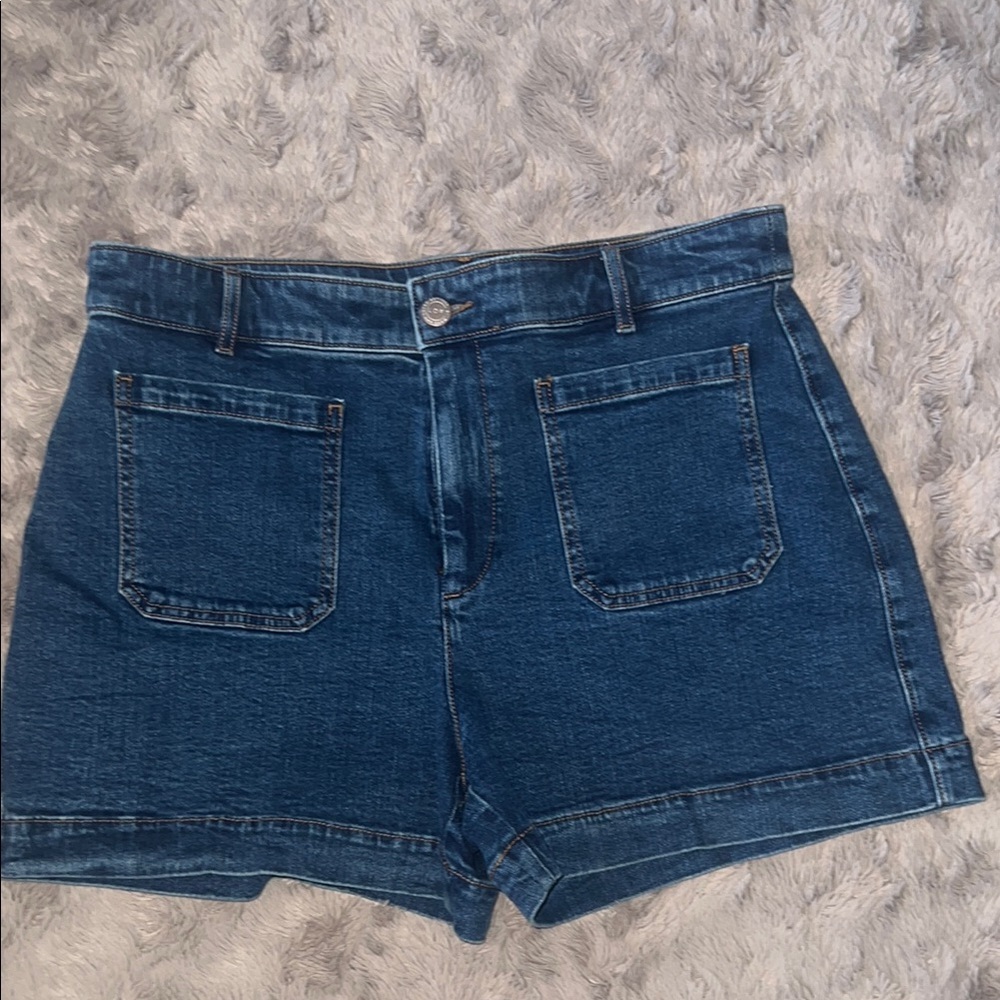 LOFT Blue Jean Shorts with Raw-Edge Hems